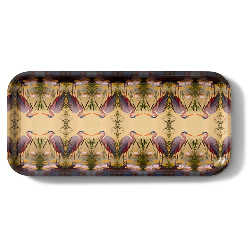 Marsh Heron Narrow Birchwood Small Decorative Tray