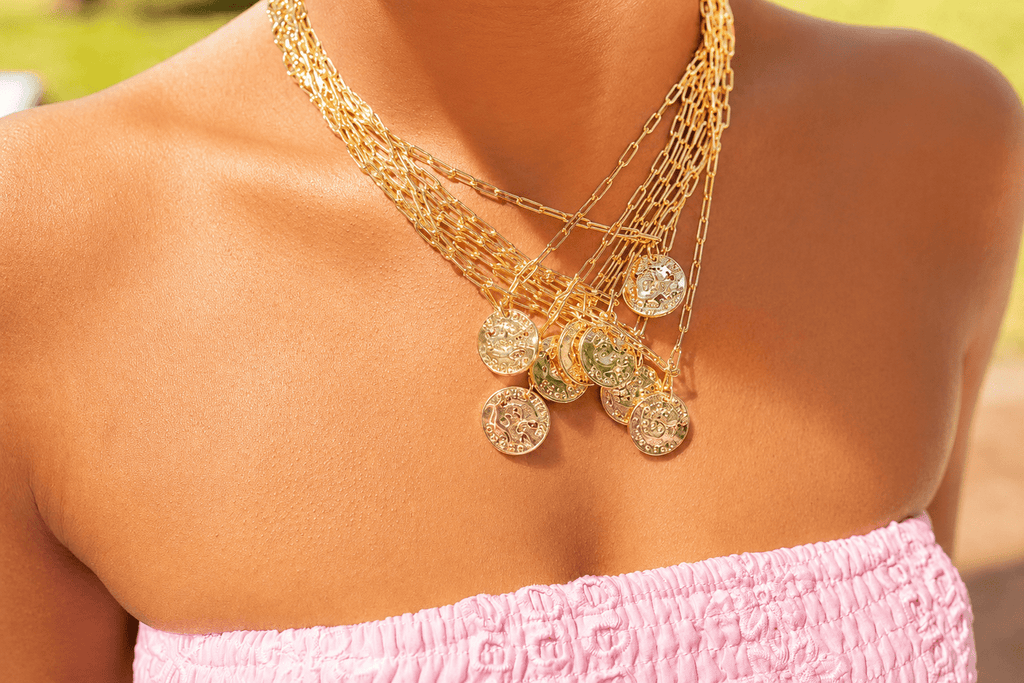 Mini 18K Gold Plated Beach Tag Charm Necklace