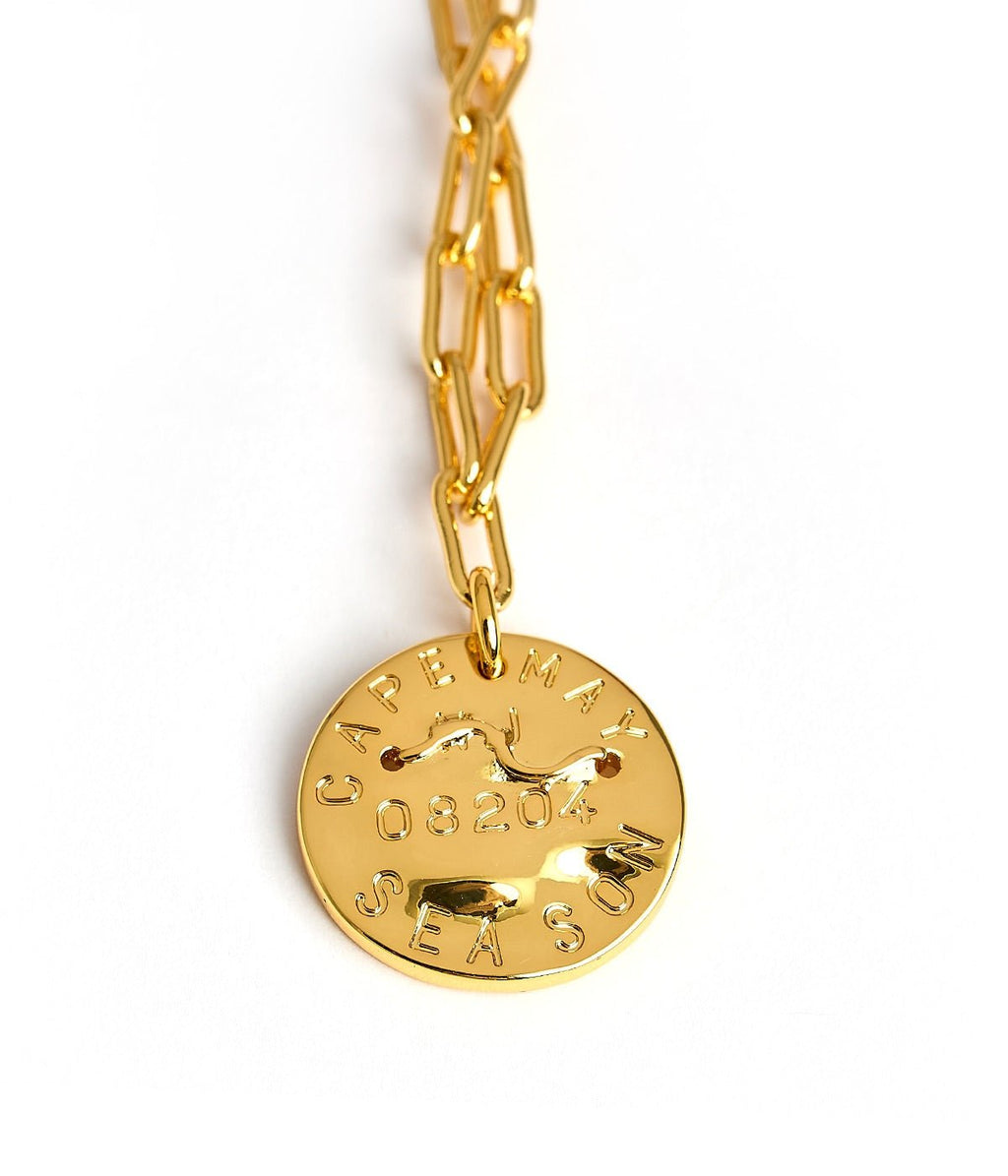 Mini 18K Gold Plated Beach Tag Charm Necklace