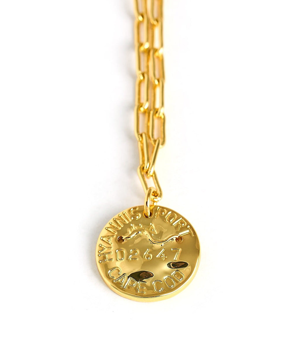 Mini 18K Gold Plated Beach Tag Charm Necklace