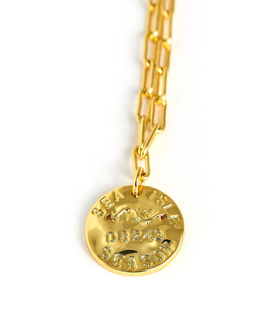 Mini 18K Gold Plated Beach Tag Charm Necklace