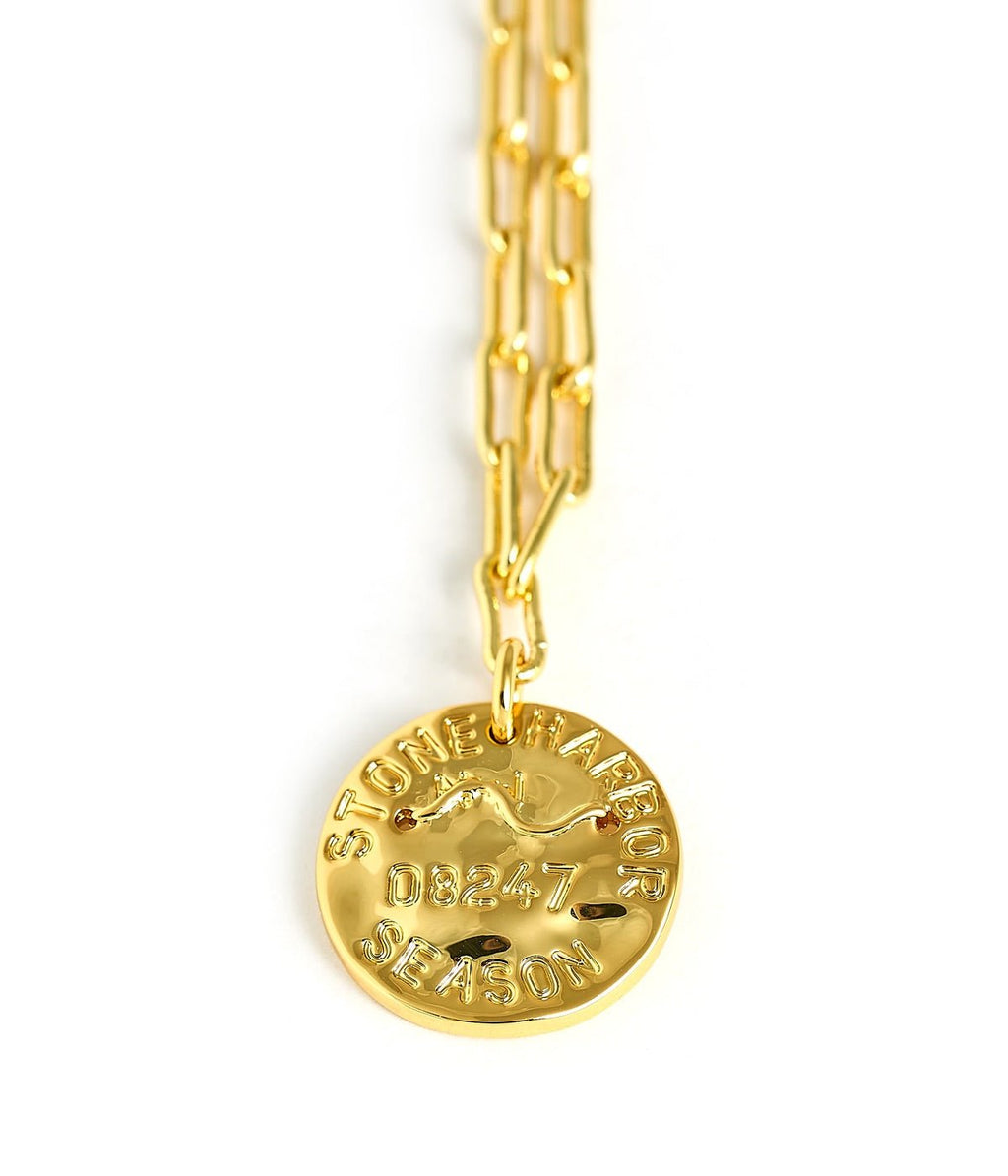 Mini 18K Gold Plated Beach Tag Charm Necklace