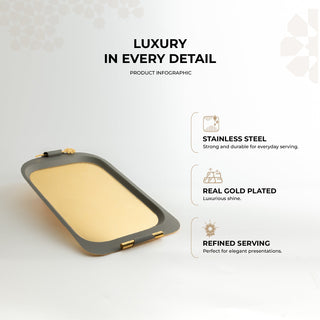 Mirral - Serving Tray - Grey & Gold