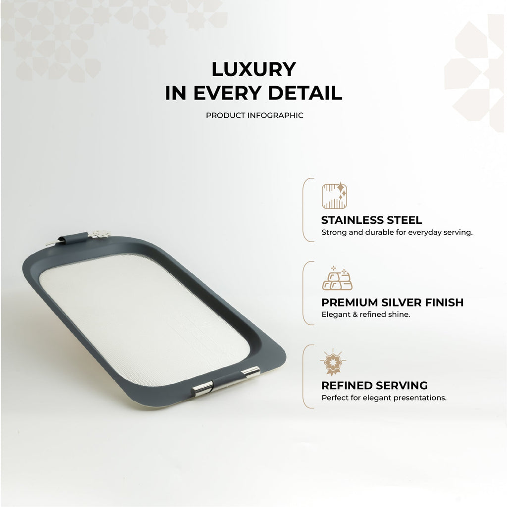 Mirral - Serving Tray - Dark Blue & Silver