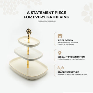 Mirral - 3 Tier Plate - White & Gold