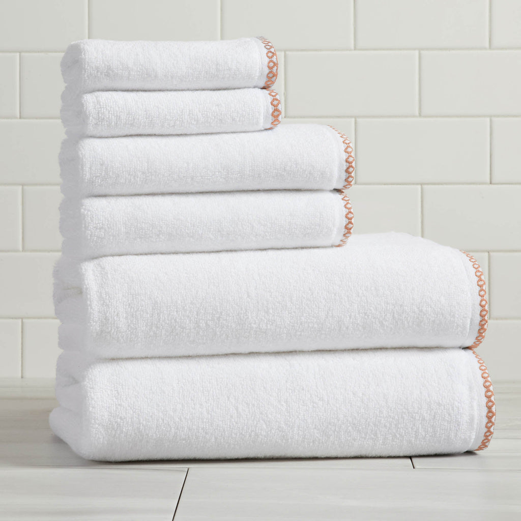 Elegant Cotton Border-Stitched Towel Set – Valery Collection (6-Piece)