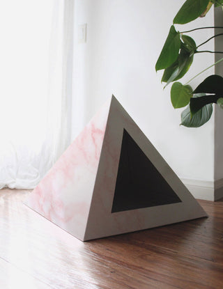 Rose Quartz Cardboard Cat Pyramid | Stylish Eco-Friendly Cat Hideaway