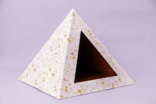 Terrazzo Cardboard Cat Pyramid | Modern Eco-Friendly Cat Hideaway