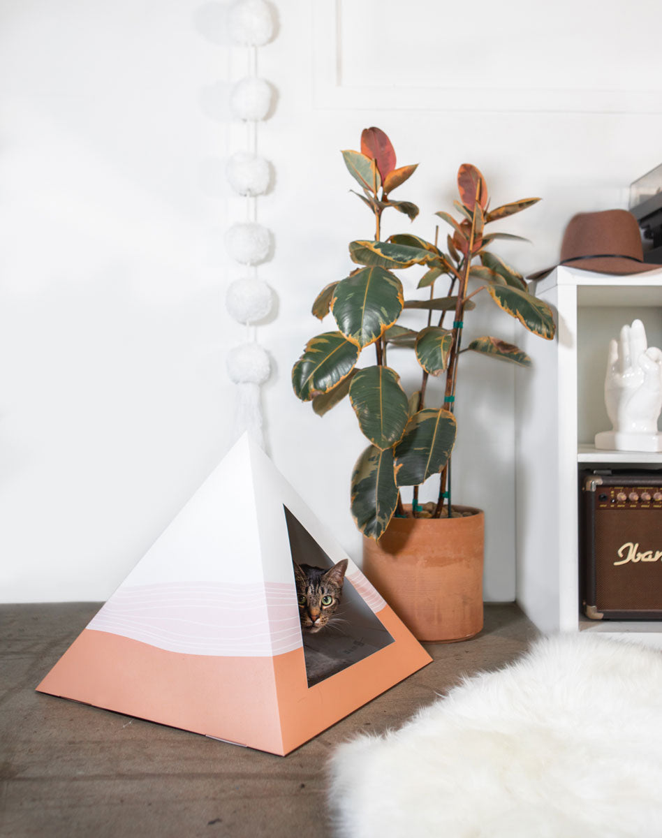 Wavey Cardboard Cat Pyramid | Modern Eco-Friendly Cat Hideaway