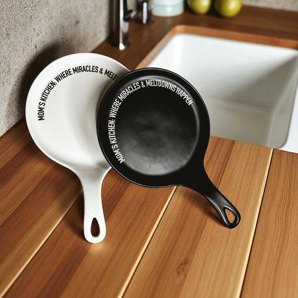 Funny Mom Spoon Rest with Wooden Spoon – Porcelain Kitchen Spoon Holder Gift for Moms