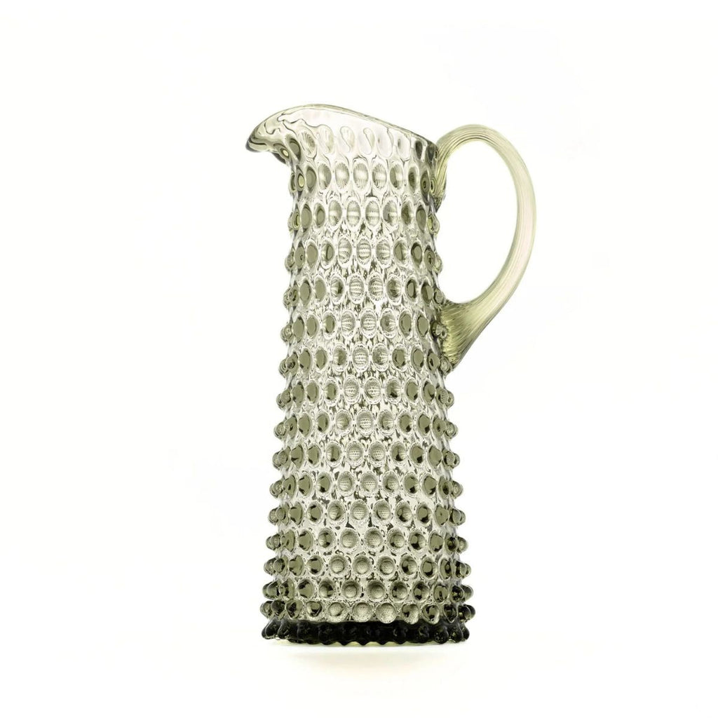 Hobnail Glass Jug in Moss Green – Tall 1.2 Liter