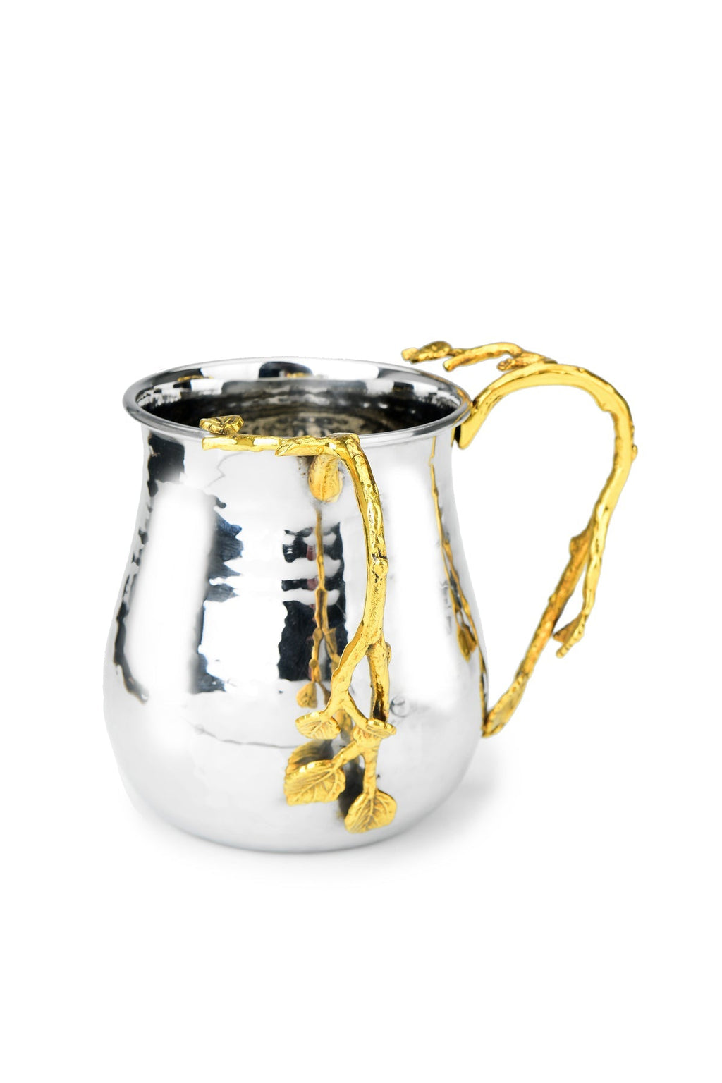 Elegant Leaf Design Ritual Wash Cup with Gold Accents