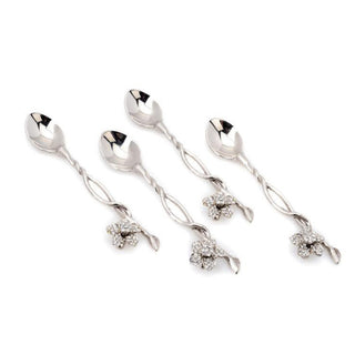 Elegant Jeweled Flower Serving Spoons – Set of 4