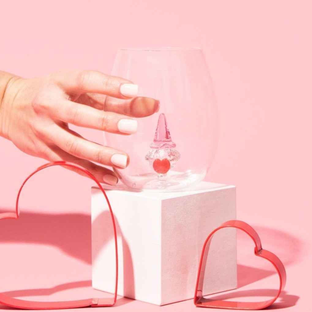 3D Heart Gnome Stemless Wine Glasses – Set of 2