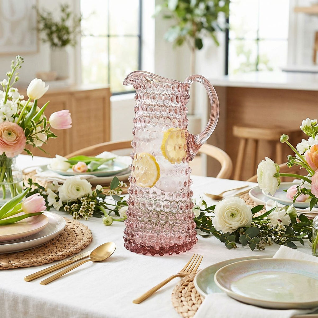 Hobnail Glass Jug in Night Iris – Tall 1.2 Liter