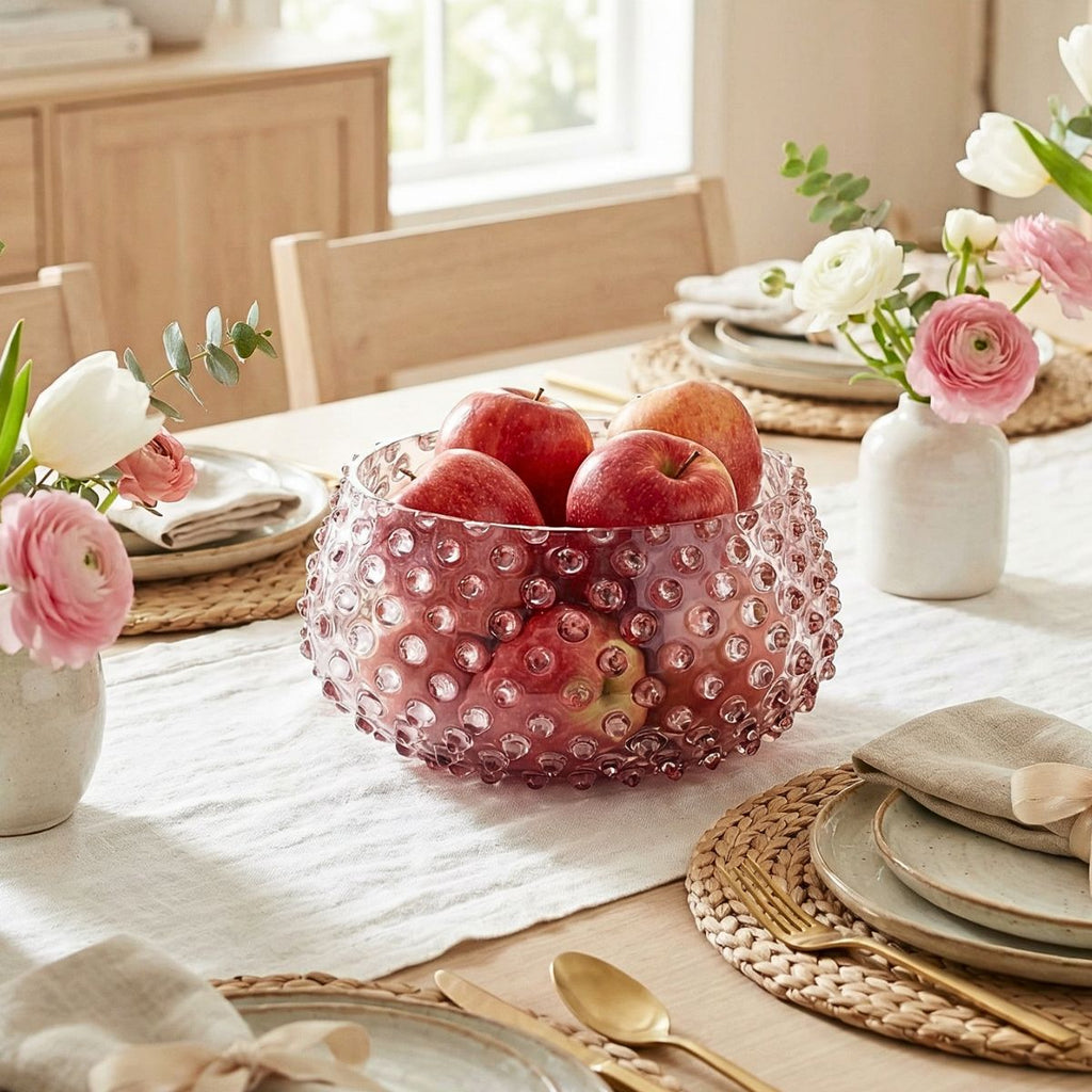 Hobnail Glass Bowl in Night Iris – Large