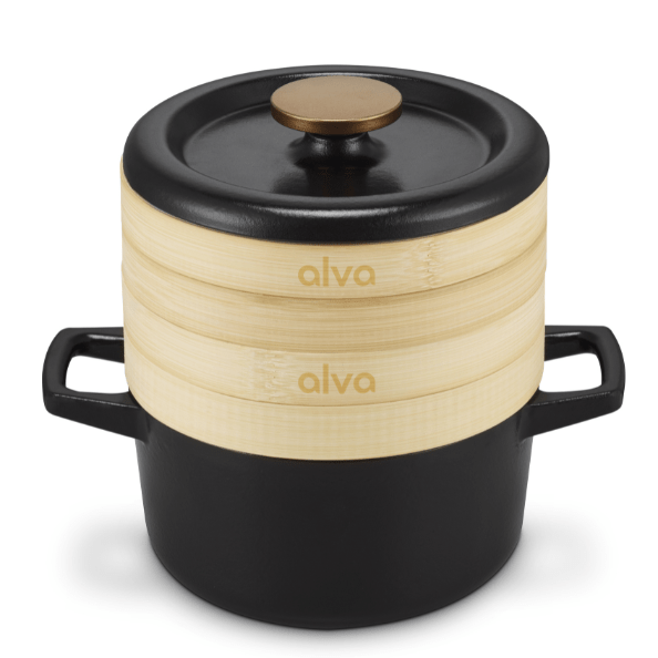 Nori Cast Iron Cocotte with Steamer Inserts – Multi-Purpose Dutch Oven with Steamer