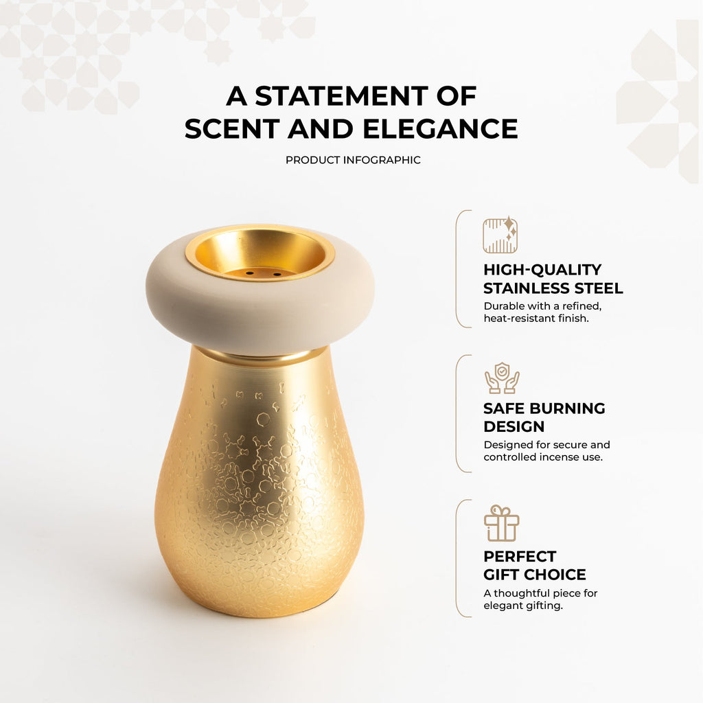 Nourhan - Incense Burner - Gold & Beige