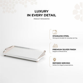 Nourhan- Serving Tray - Matt silver & beige