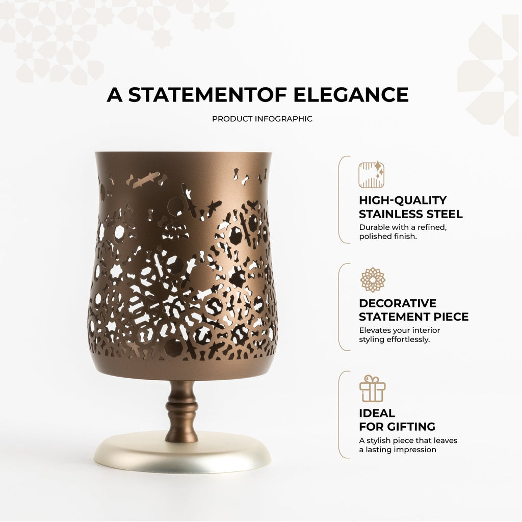 Nourhan - Large Candle Holder - Bronze & Silver