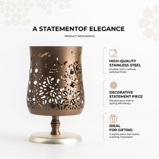 Nourhan - Large Candle Holder - Bronze & Silver