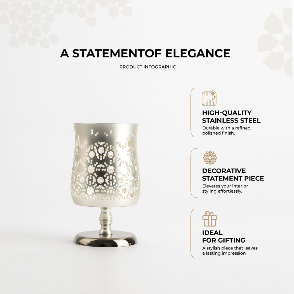 Nourhan - Medium Candle Holder - Silver