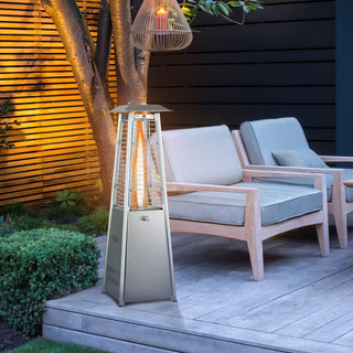 10,000 BTU Stainless-Steel Tabletop Propane Patio Heater with Glass Tube
