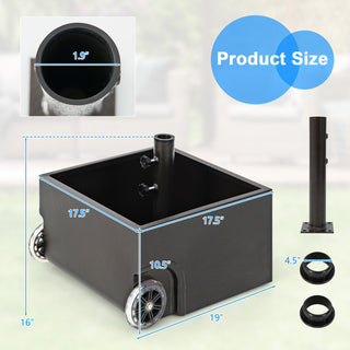 150-Lb. Rolling Patio Umbrella Base with Wheels and Built-In Planter