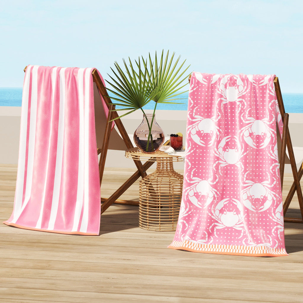 Elegant Cotton Velour Beach Towel Set – Maui Collection (2-Pack)