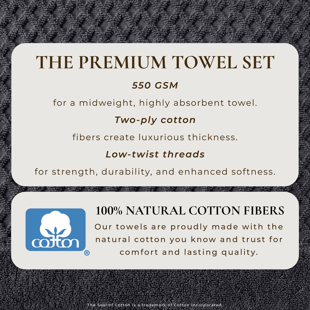 Grayson Cotton Diamond Waffle Weave Bath Towel Set