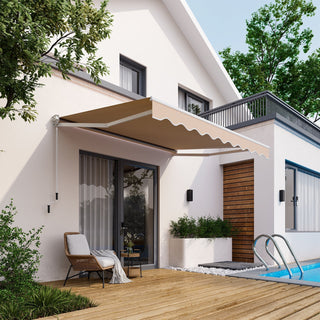 Manual Retractable Patio Awning with Adjustable UV-Resistant Canopy – 8' x 6.6'