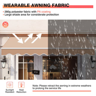 Manual Retractable Patio Awning with Adjustable UV-Resistant Canopy – 8' x 6.6'
