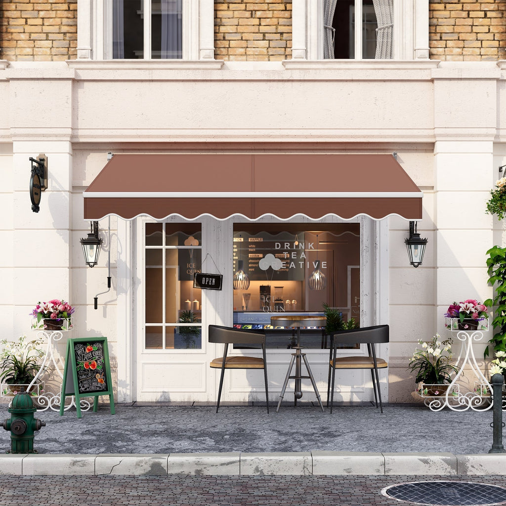 Manual Retractable Patio Awning with Adjustable UV-Resistant Canopy – 8' x 6.6'