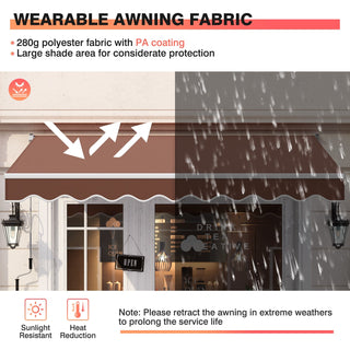 Manual Retractable Patio Awning with Adjustable UV-Resistant Canopy – 8' x 6.6'