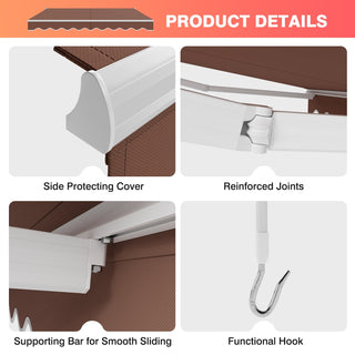 Manual Retractable Patio Awning with Adjustable UV-Resistant Canopy – 8' x 6.6'