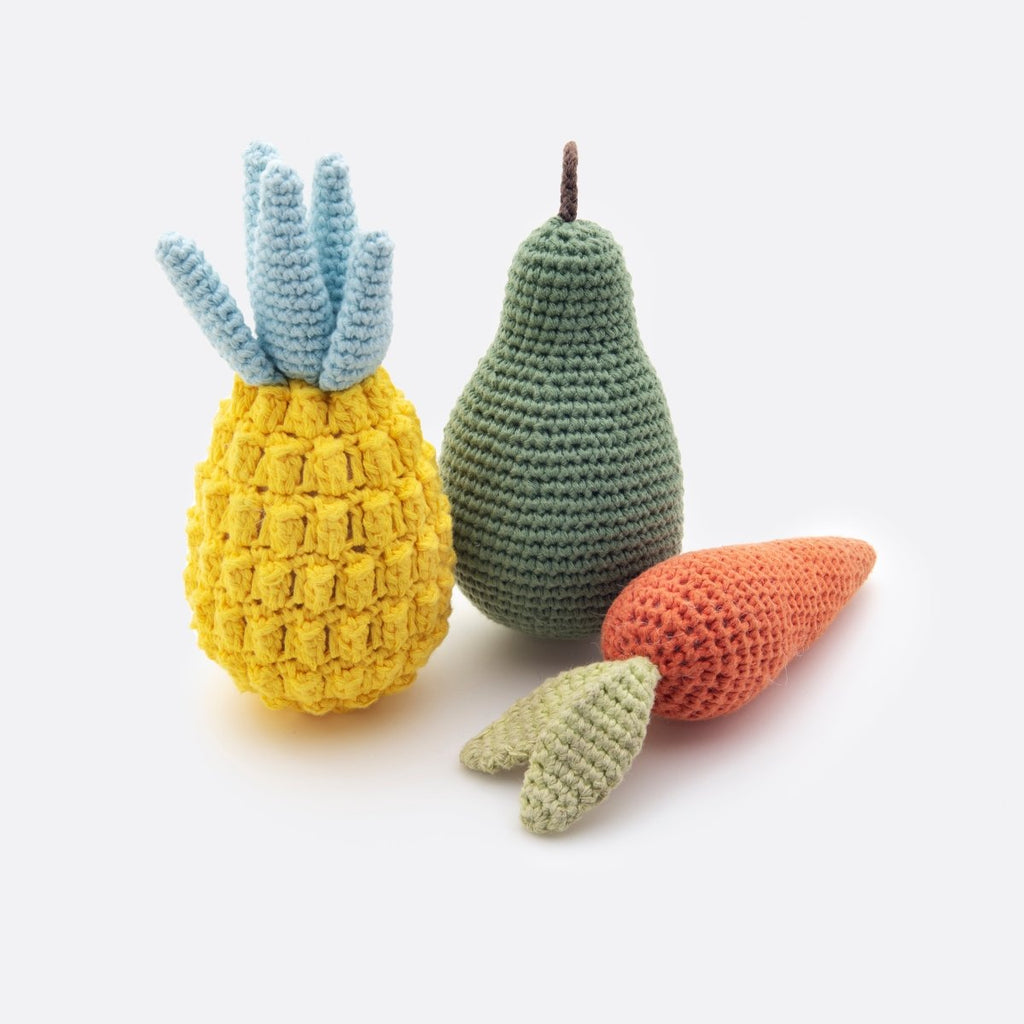 Organic Veggie Dog Toy Bundle | Carrot Pear Pineapple Set
