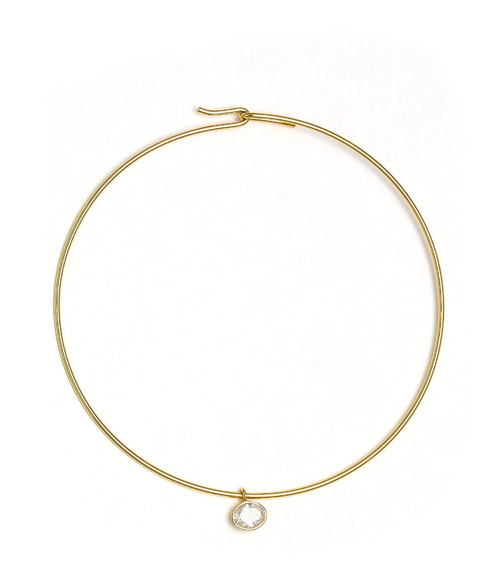 Oval Bezel Collar Necklace- 18k Gold Plated - Belle of the Ball Collection
