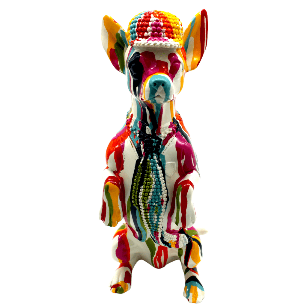 Painted Graffiti Chihuahua Standing Legs Sculpture - 12