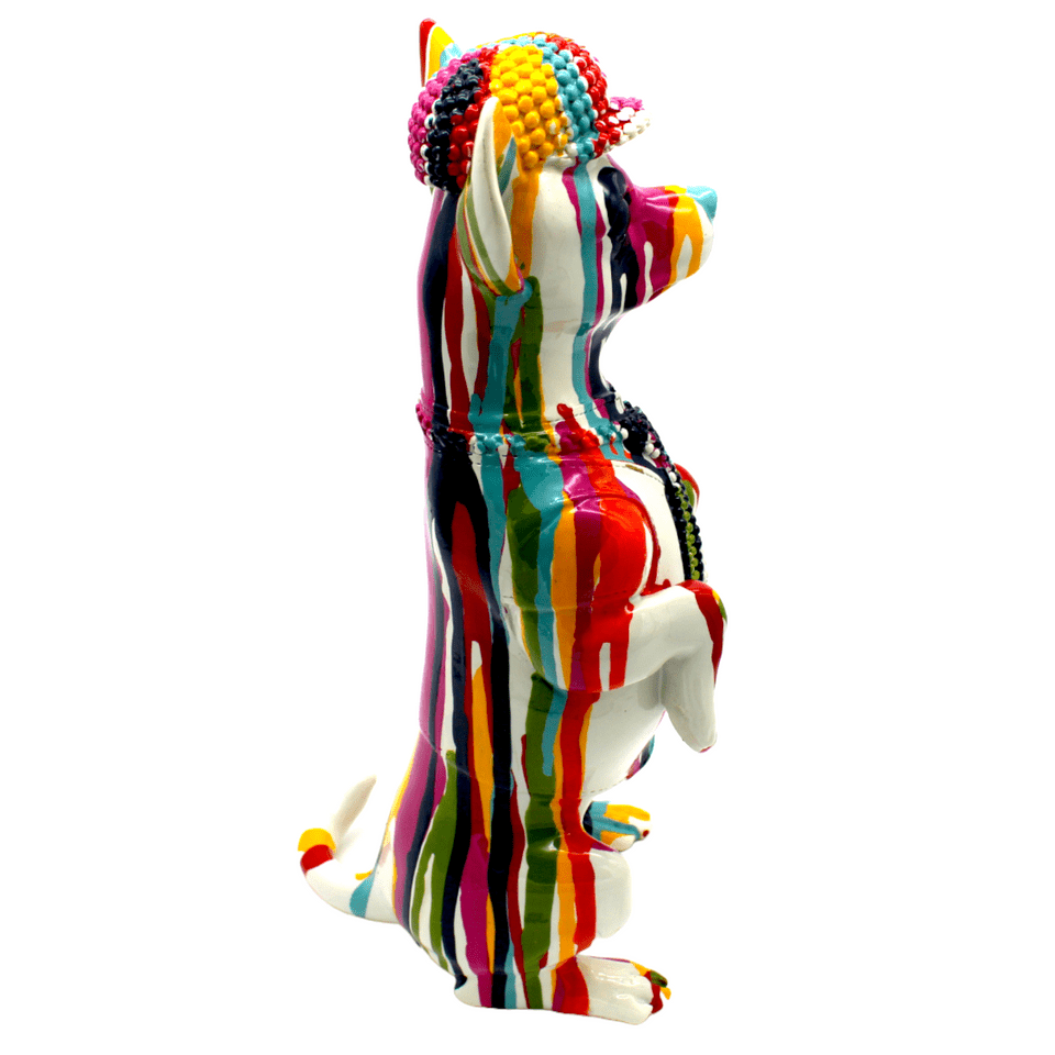 Painted Graffiti Chihuahua Standing Legs Sculpture - 12