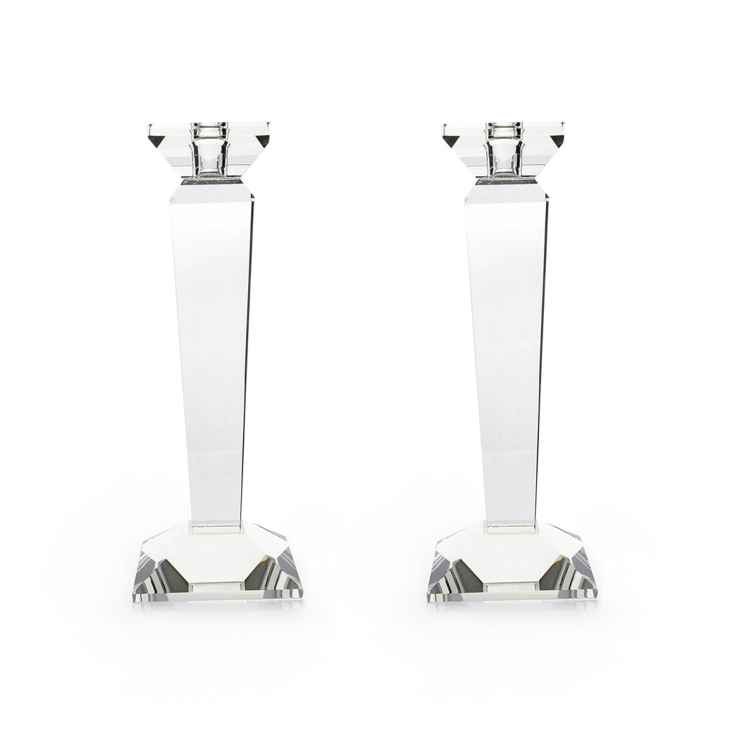Pair of 11” Sleek Solid Crystal Candlesticks by Lainy Home - Anara Lifestyle