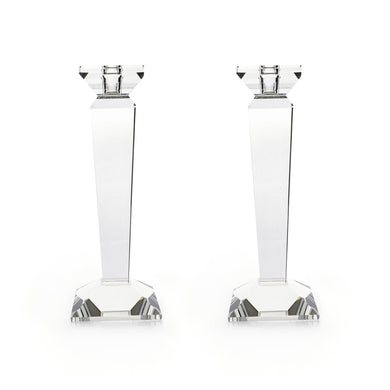 Pair of 11” Sleek Solid Crystal Candlesticks by Lainy Home - Anara Lifestyle