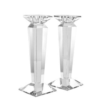 Pair of 11” Sleek Solid Crystal Candlesticks by Lainy Home - Anara Lifestyle