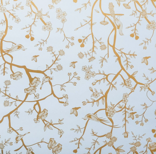 Pale Blue & Gold Chinoiserie Gift Wrap | Elegant Decorative Wrapping Paper