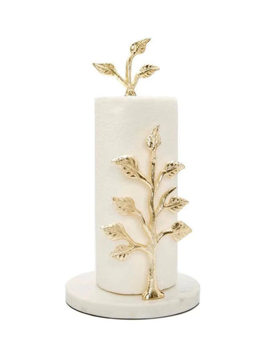 Paper Towel Holder Gold Tree Design with Marble Base - Anara Lifestyle