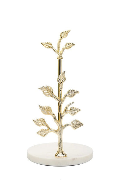 Paper Towel Holder Gold Tree Design with Marble Base - Anara Lifestyle