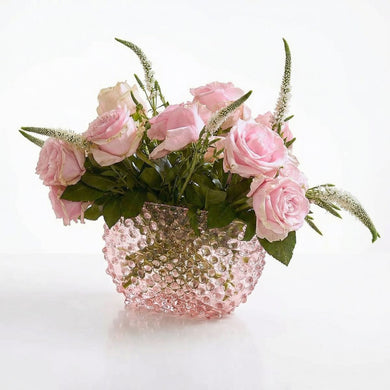 Hobnail Glass Vase in Petal Pink – Optic