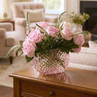 Hobnail Glass Vase in Petal Pink – Optic