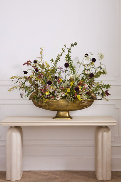 Emerson Pheasant Pedestal Centerpiece – Antique Gold