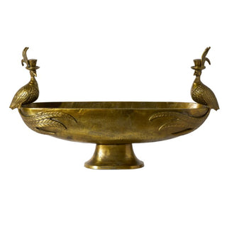 Emerson Pheasant Pedestal Centerpiece – Antique Gold