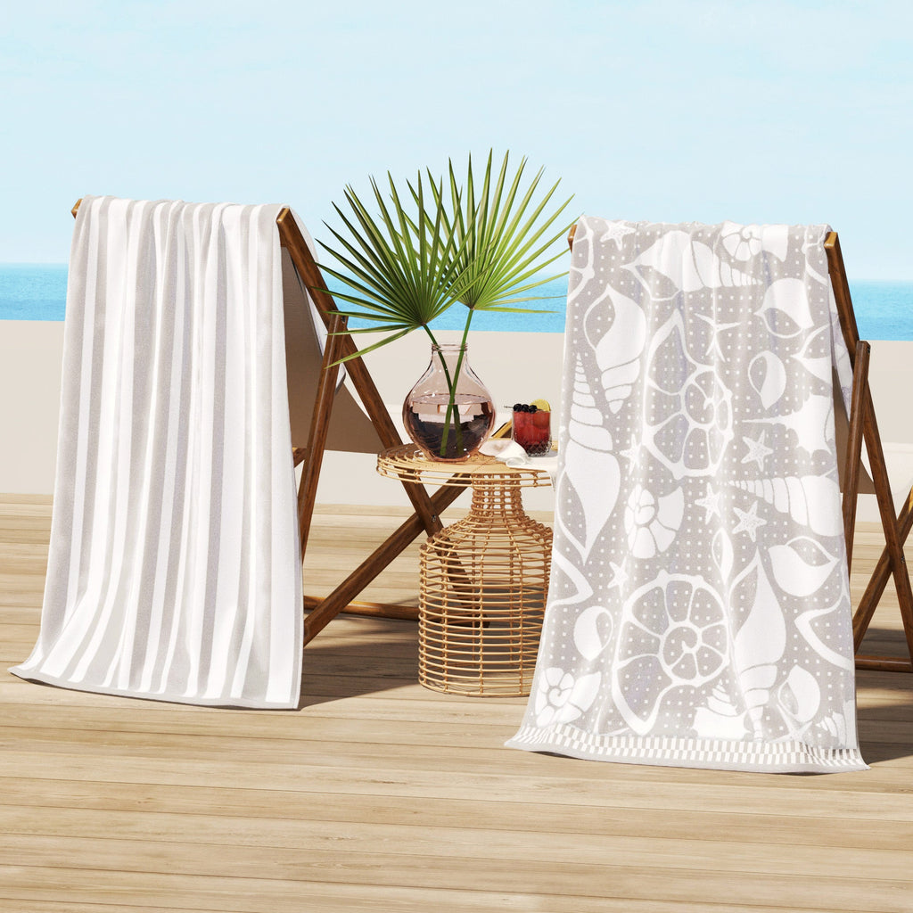 Elegant Cotton Velour Beach Towel Set – Maui Collection (2-Pack)